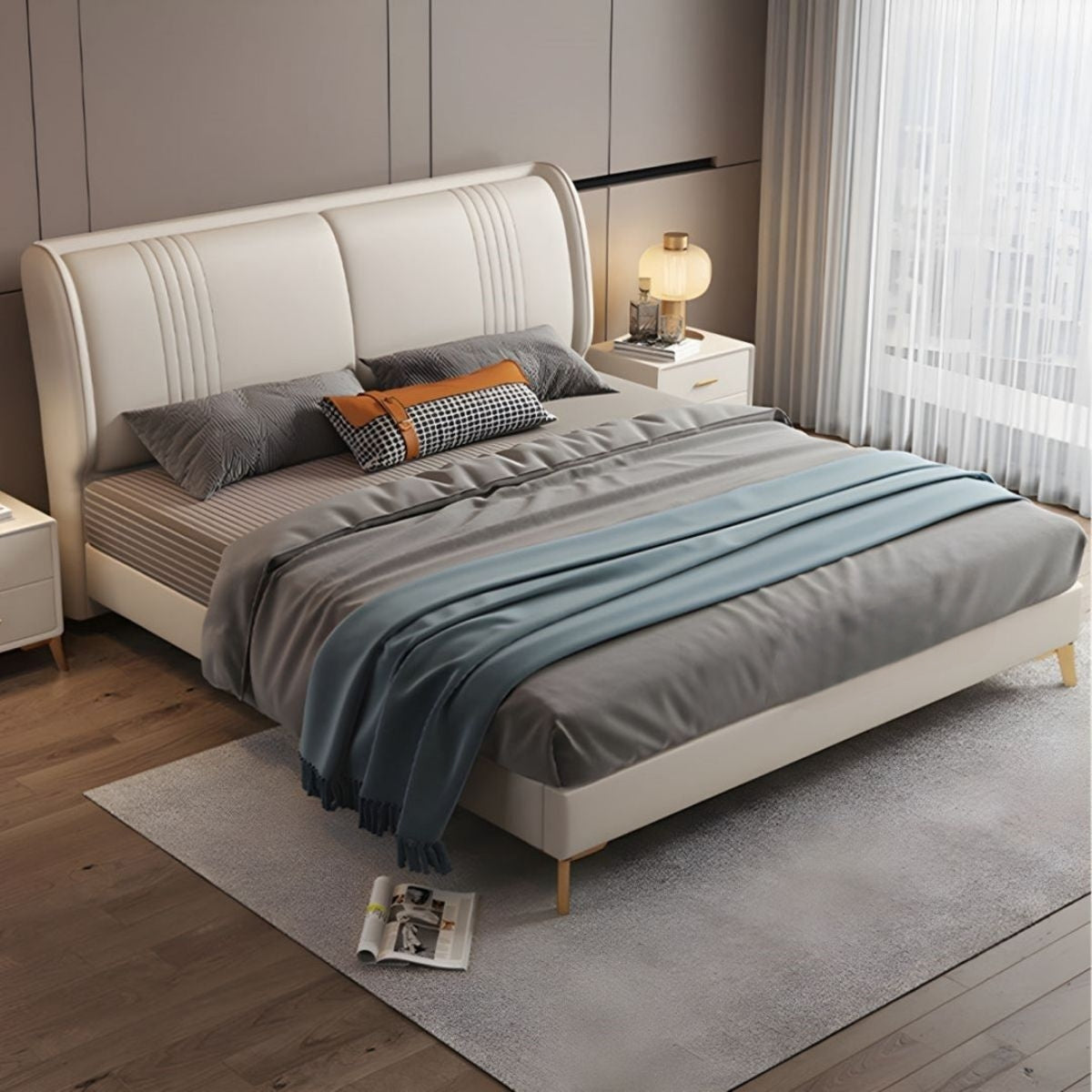Rocking Upholstered Bed Without Storage In Leatherette