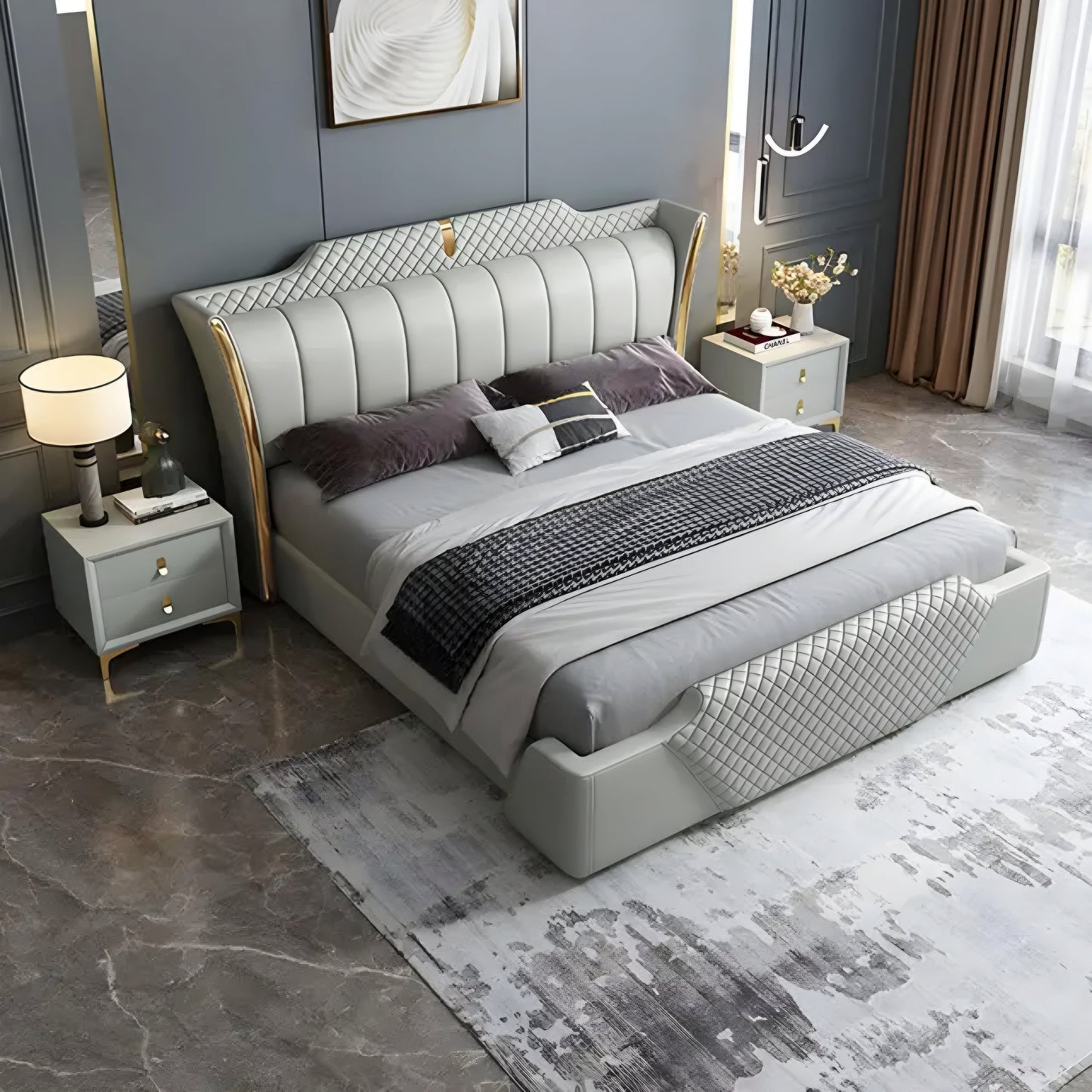 Dubai Luxury Upholstered Bed Without Storage In Fabric