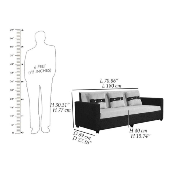 Luxe London Craft Sofa Set (Black & Grey) in Suede