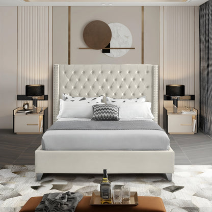 Tony Upholstered Bed Without Storage In Suede