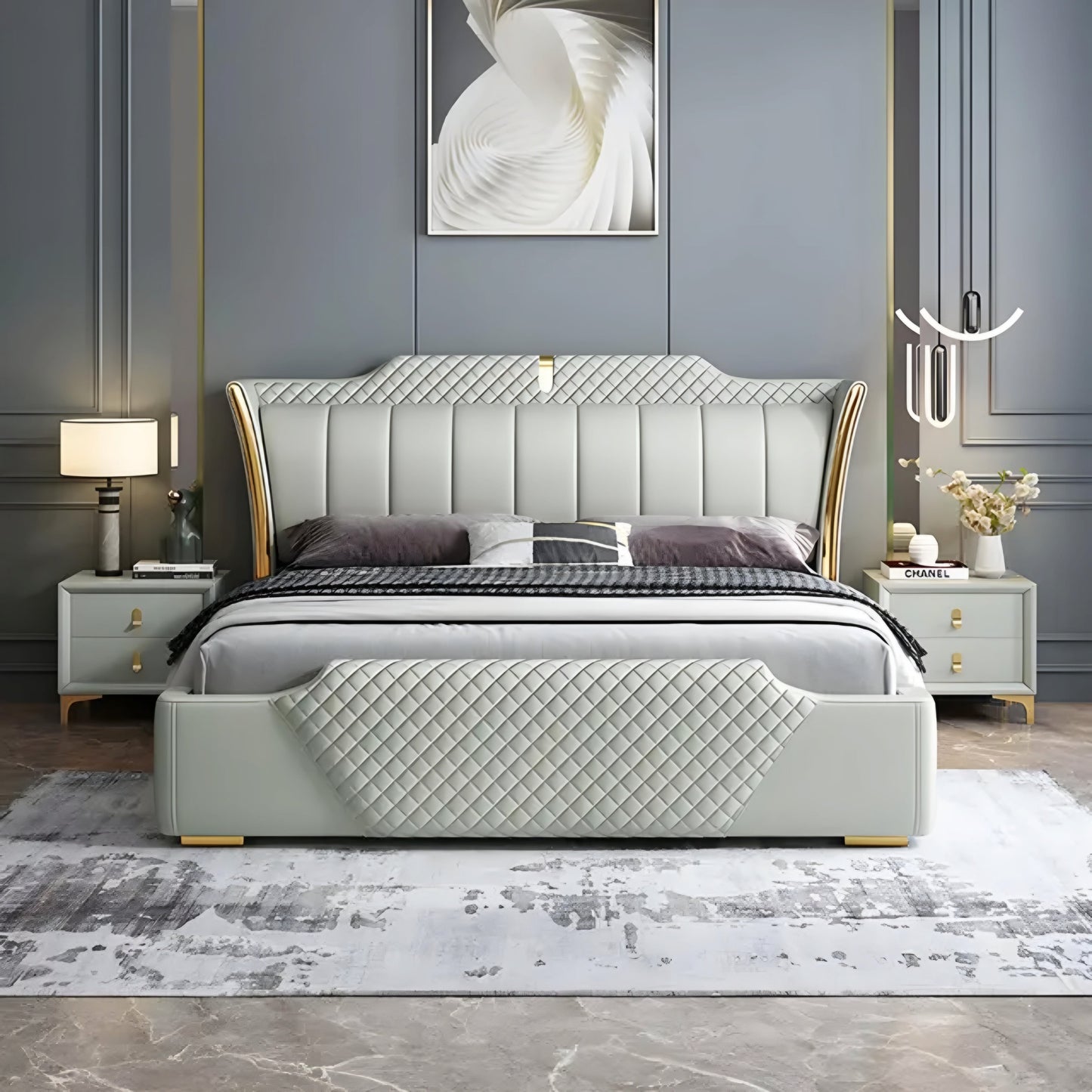 Dubai Luxury Upholstered Bed Without Storage In Fabric
