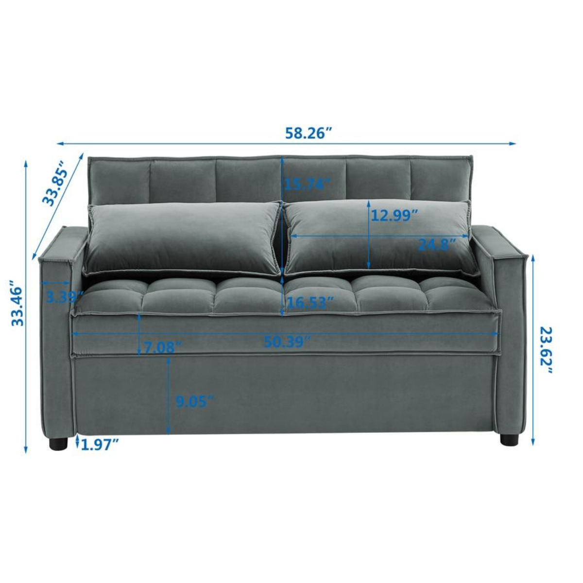 Duilio Sofa Cum Bed in Suede