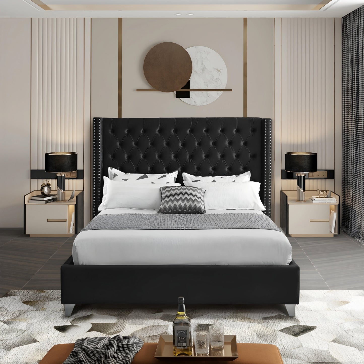 Tony Upholstered Bed Without Storage In Suede
