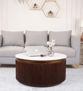 Orion Fluted Coffee Table with Dark Walnut Finish and Composite Marble Top | Coffee Table
