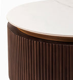 Orion Fluted Coffee Table with Dark Walnut Finish and Composite Marble Top | Coffee Table