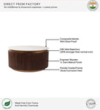 Orion Fluted Coffee Table with Dark Walnut Finish and Composite Marble Top | Coffee Table