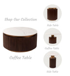 Orion Fluted Coffee Table with Dark Walnut Finish and Composite Marble Top | Coffee Table