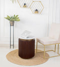 Orion Fluted Side Table with Dark Walnut Finish and Composite Marble Top | Side Table