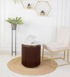 Orion Fluted Side Table with Dark Walnut Finish and Composite Marble Top | Side Table