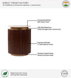 Orion Fluted Side Table with Dark Walnut Finish and Composite Marble Top | Side Table
