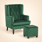 Sandset Accent Chair and footstool three-quarter view