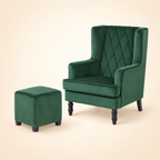 Sandset Accent Chair and footstool opposite three-quarter view