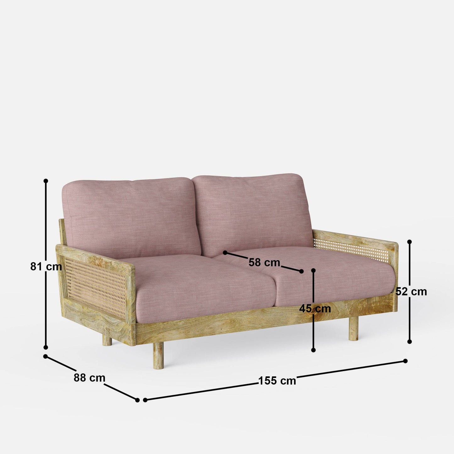 Ramon Rattan 2 Seater Sofa - 61"