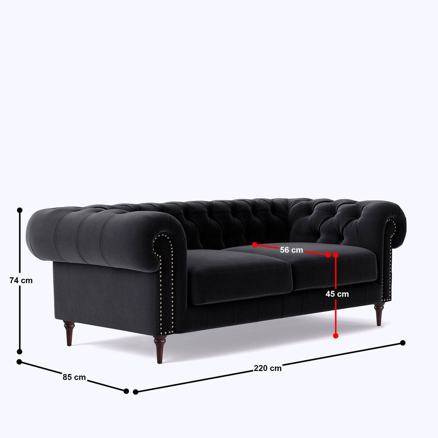 Chesterfield 3 Seater Sofa - 86.6"