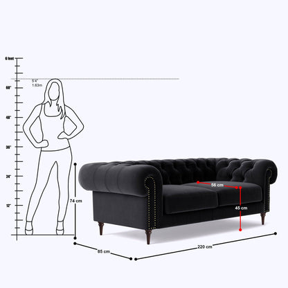 Chesterfield 3 Seater Sofa - 86.6"