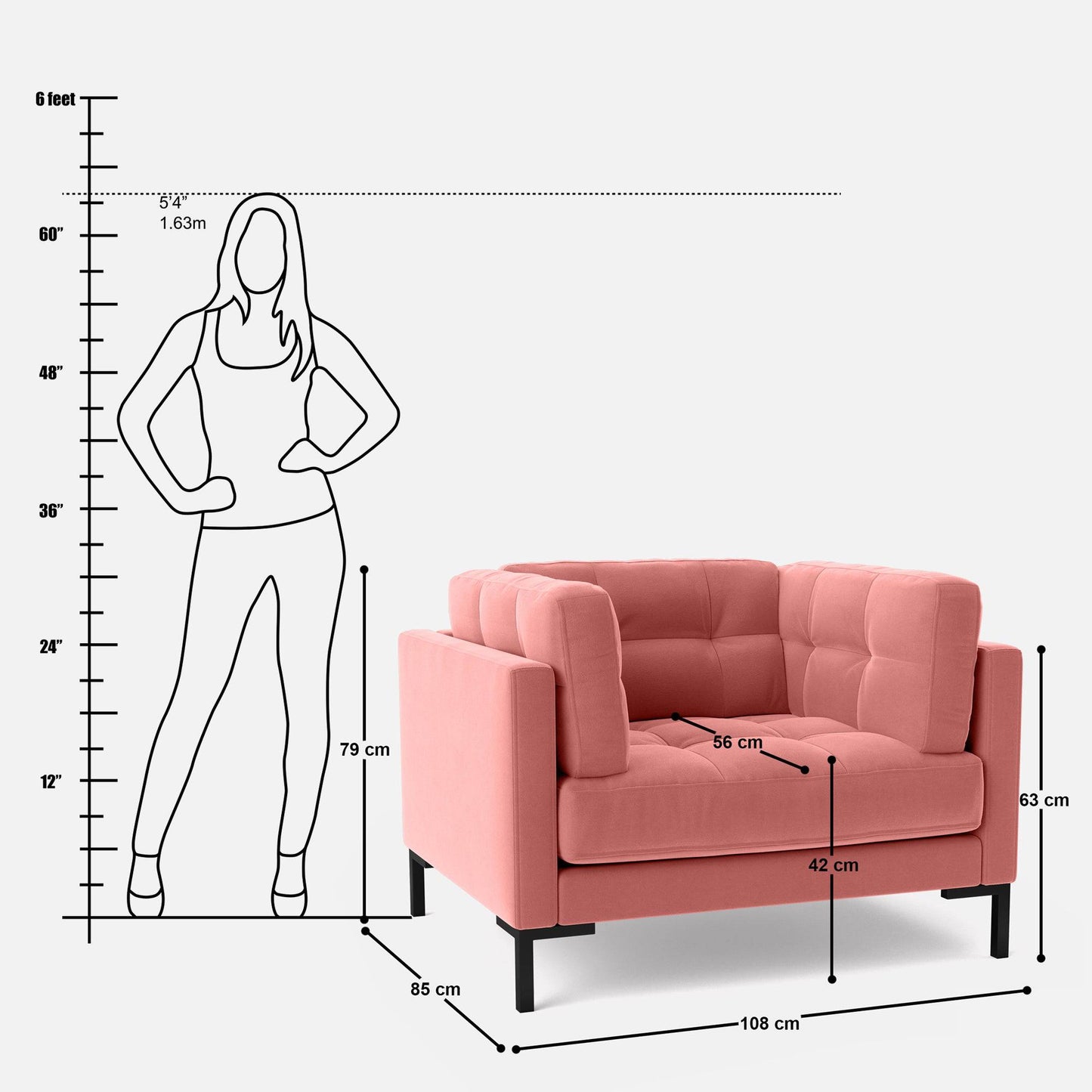 Roman 1 Seater Sofa - 43"