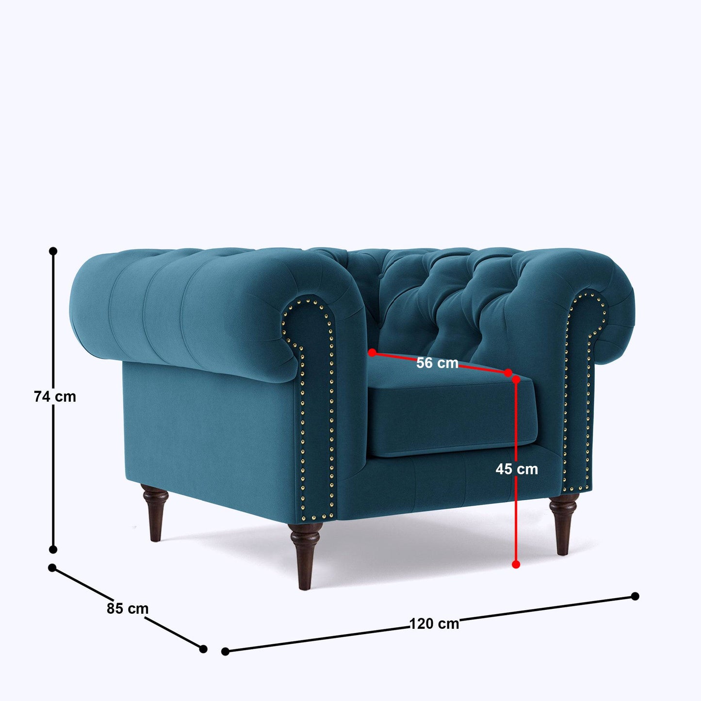 Chesterfield 1 Seater Sofa - 48"