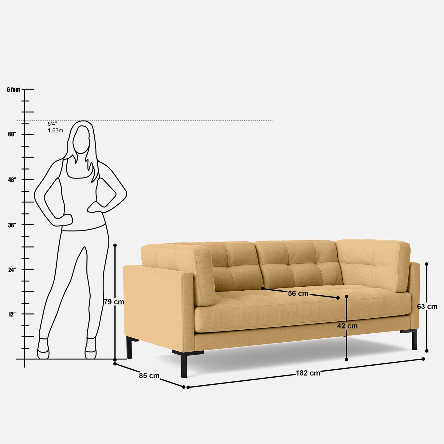 Roman 3 Seater Sofa - 72"