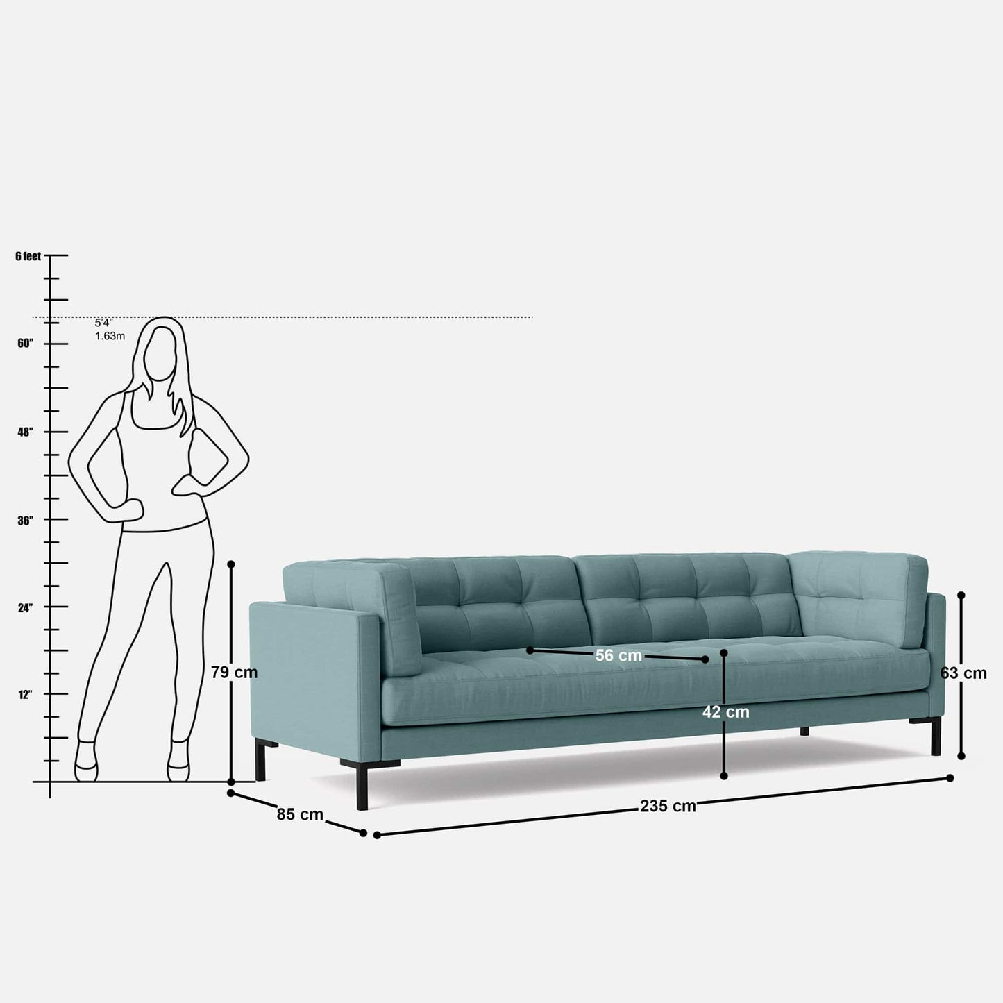 Roman 4 Seater Sofa - 93"