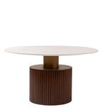 Ventura Fluted Coffee Table with Dark Walnut Finish and Composite Marble Top | Coffee Table
