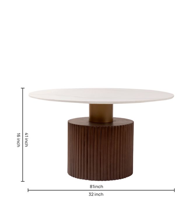 Ventura Fluted Coffee Table with Dark Walnut Finish and Composite Marble Top | Coffee Table