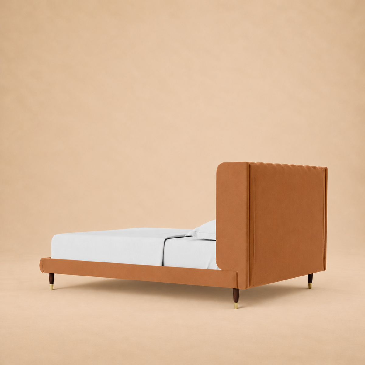 Svalbard Upholstered Bed — warm beige studio view 3