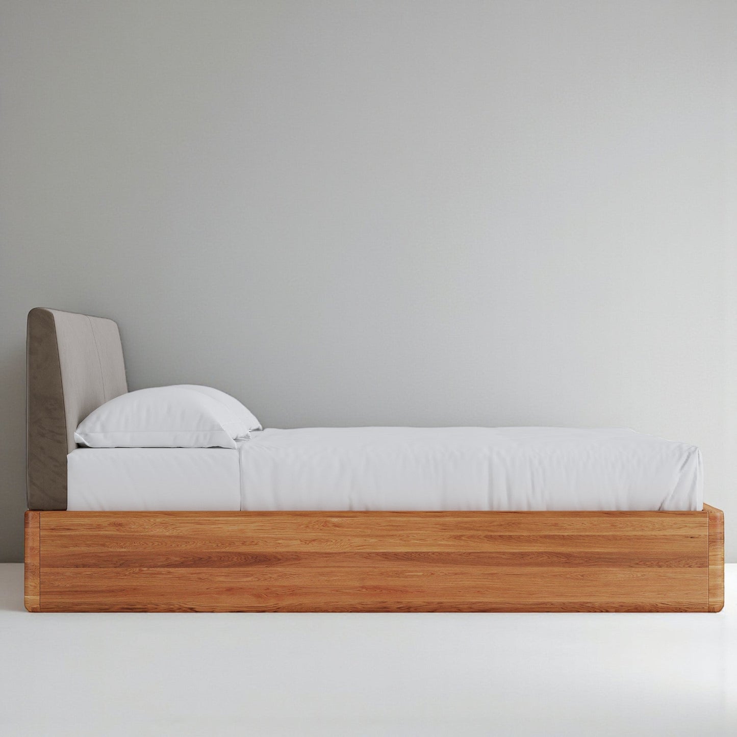 Aari Bed (Built-in Storage) - Solid Teak/Walnut/Oak Wood (Queen)