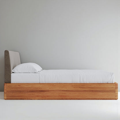 Aari Bed (Built-in Storage) - Solid Teak/Walnut/Oak Wood (Queen)