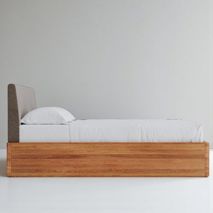 Aari Bed (Built-in Storage) - Solid Teak/Walnut/Oak Wood (King)