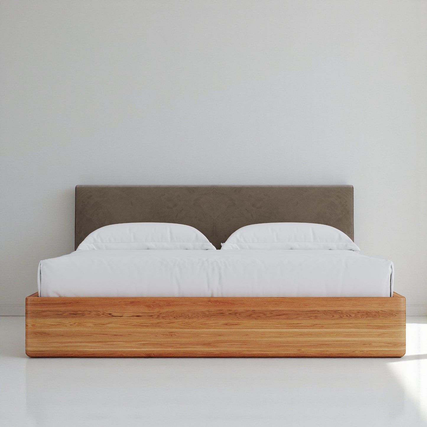 Aari Bed (Built-in Storage) - Solid Teak/Walnut/Oak Wood (King)