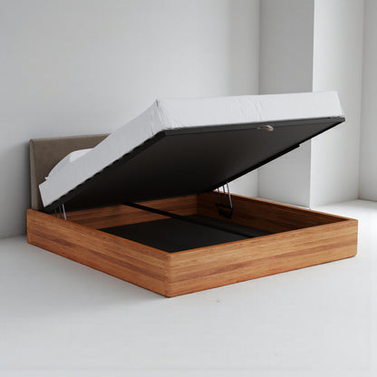 Aari Bed (Built-in Storage) - Solid Teak/Walnut/Oak Wood (King)