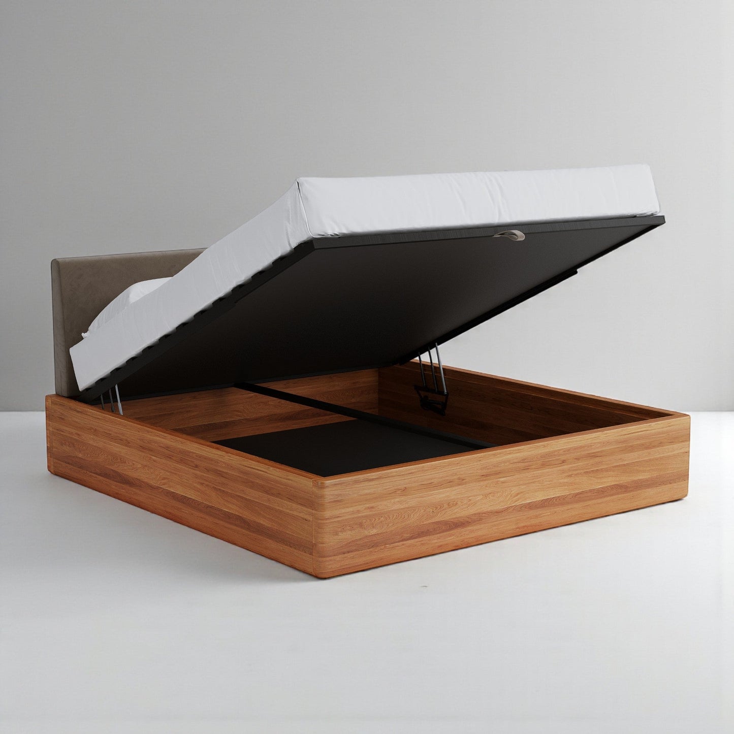 Aari Bed (Built-in Storage) - Solid Teak/Walnut/Oak Wood (King)