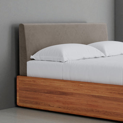 Aari Bed (Built-in Storage) - Solid Teak/Walnut/Oak Wood (Queen)