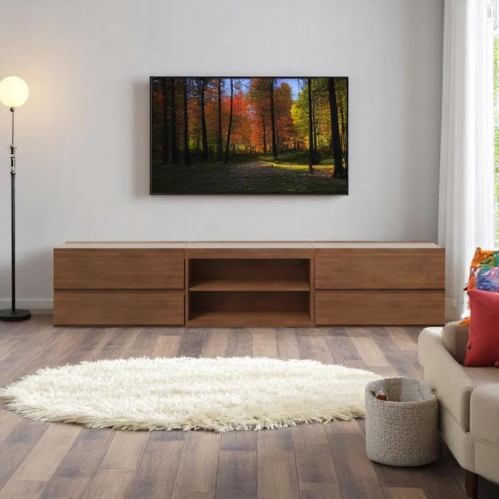 Stava Bedside Table | Solid Walnut/Teak/Oak Wood (Open) | 3 Feet Length