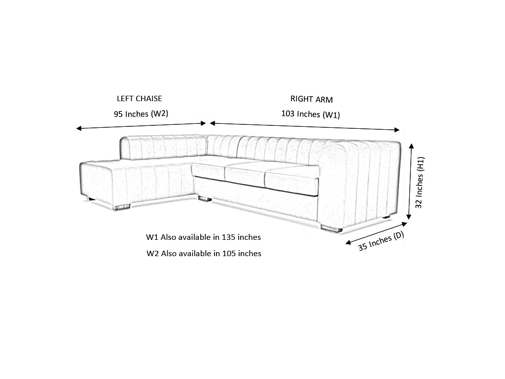 Verna Corner Artificial Leather RHF With Chaise