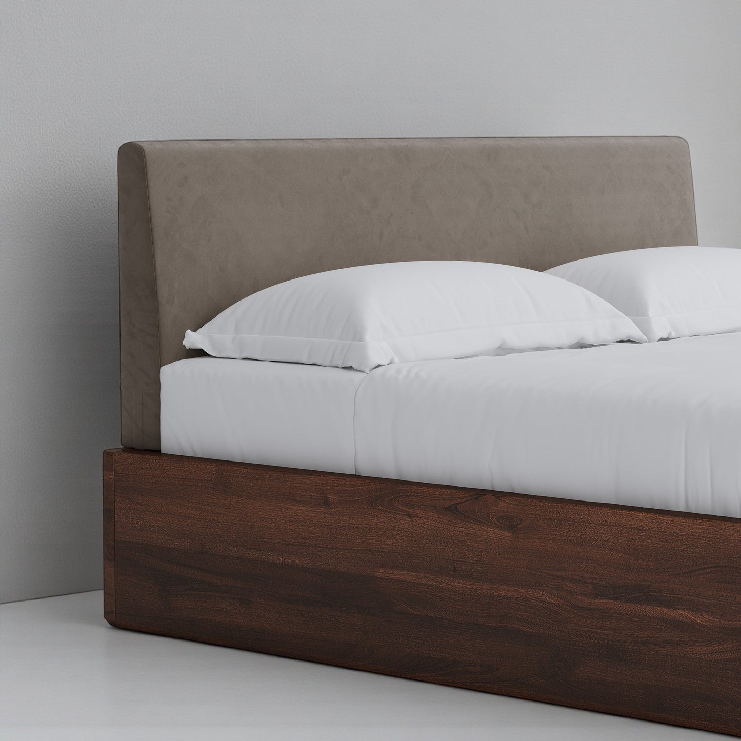 Aari Bed (Built-in Storage) - Solid Teak/Walnut/Oak Wood (Queen)