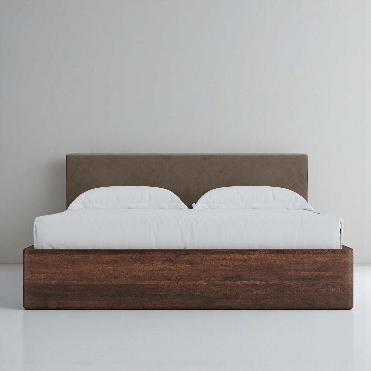 Aari Bed (Built-in Storage) - Solid Teak/Walnut/Oak Wood (King)