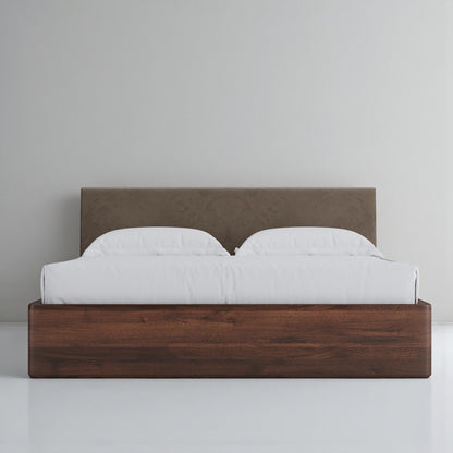 Aari Bed (Built-in Storage) - Solid Teak/Walnut/Oak Wood (King)