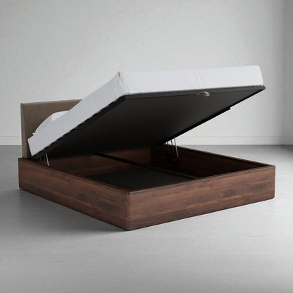 Aari Bed (Built-in Storage) - Solid Teak/Walnut/Oak Wood (Queen)