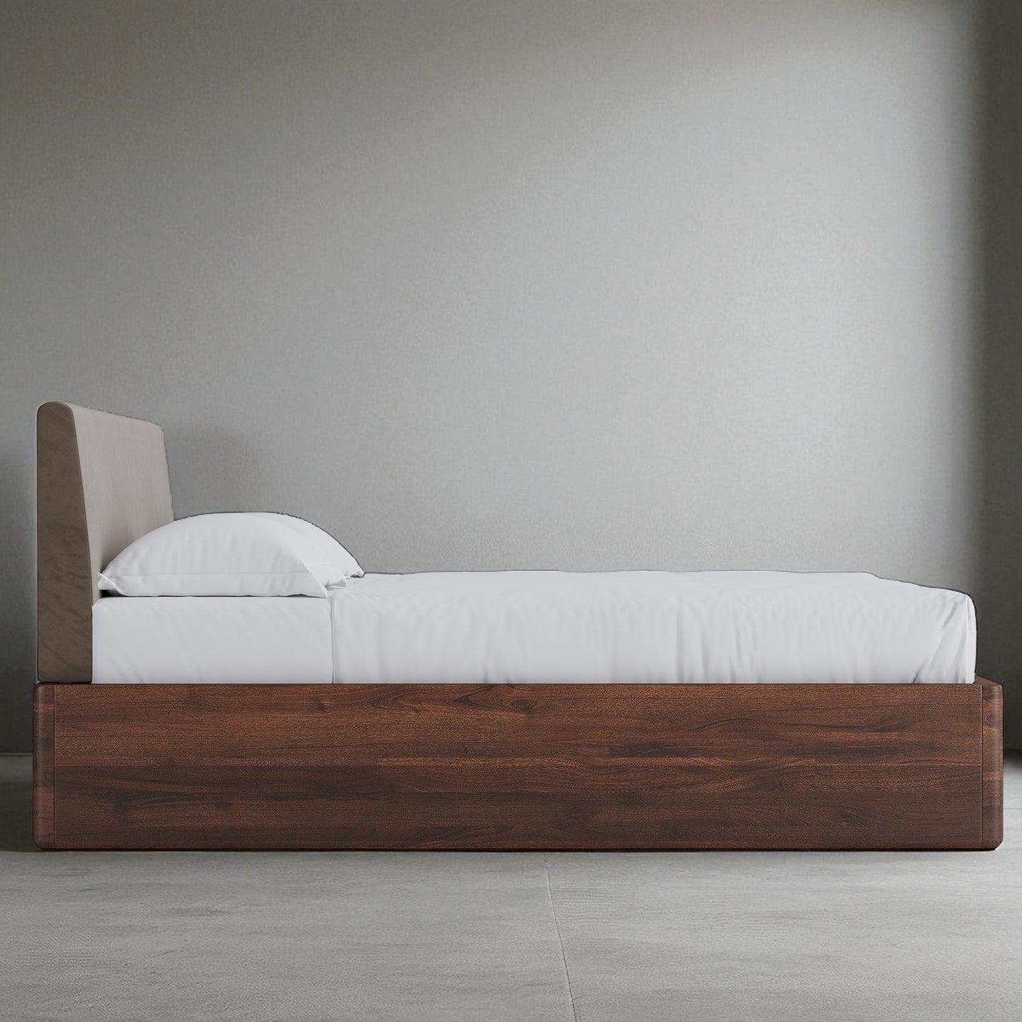 Aari Bed (Built-in Storage) - Solid Teak/Walnut/Oak Wood (King)