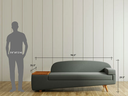 Wedge 3 Seater Sofa, Right Arm