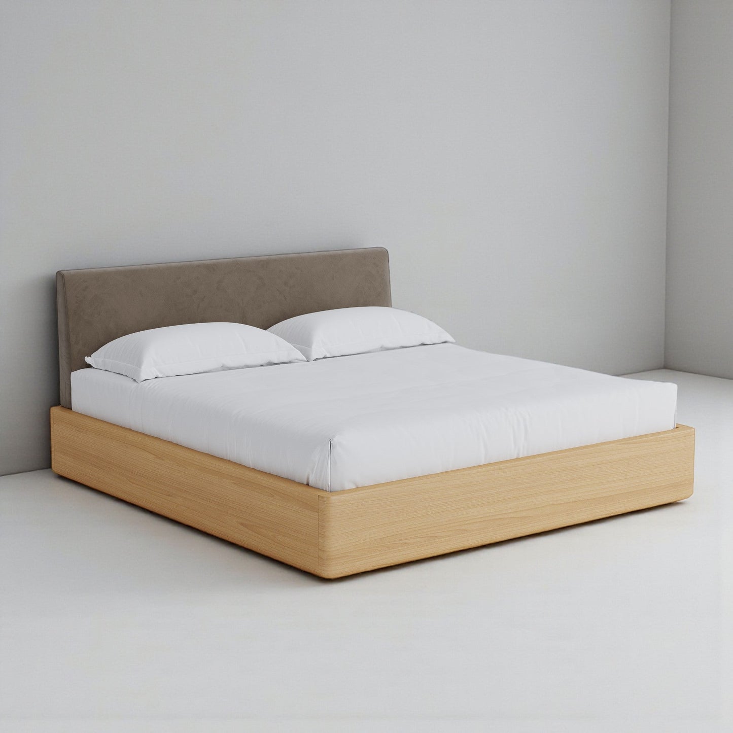 Aari Bed (Built-in Storage) - Solid Teak/Walnut/Oak Wood (King)