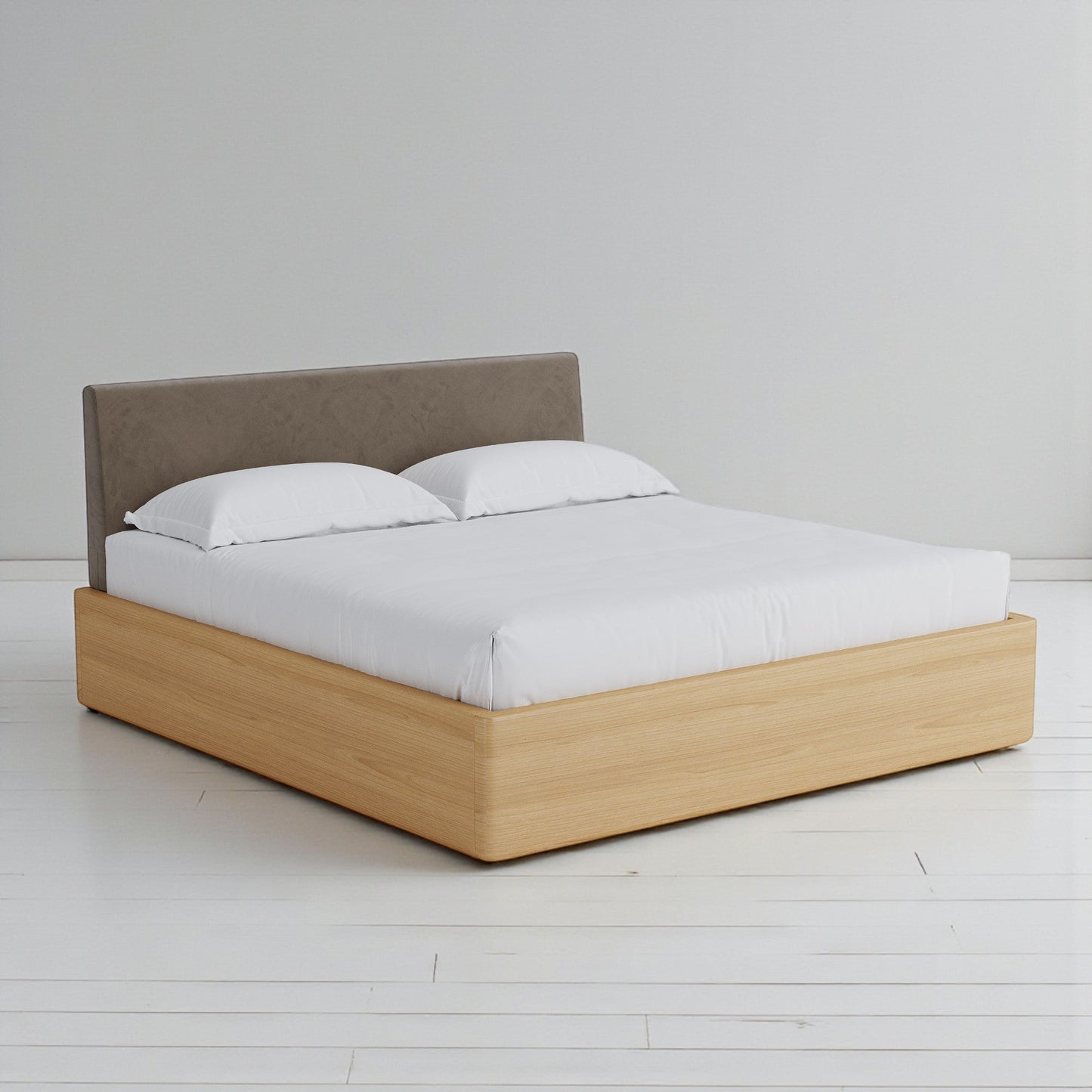 Aari Bed (Built-in Storage) - Solid Teak/Walnut/Oak Wood (Queen)