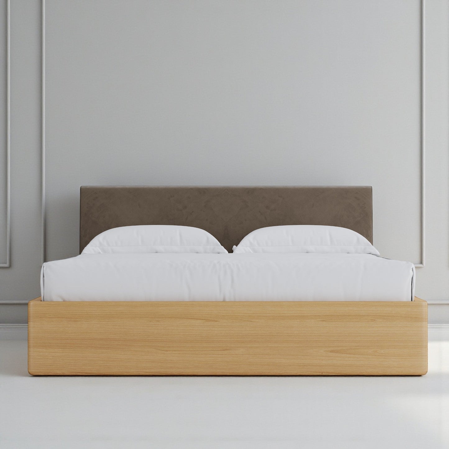 Aari Bed (Built-in Storage) - Solid Teak/Walnut/Oak Wood (King)