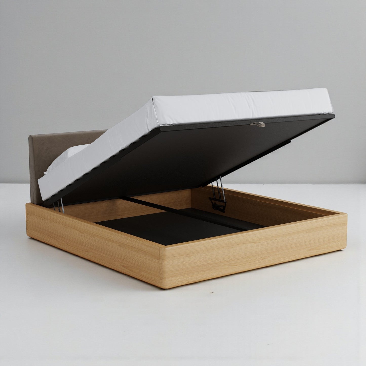 Aari Bed (Built-in Storage) - Solid Teak/Walnut/Oak Wood (King)