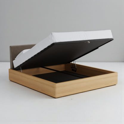 Aari Bed (Built-in Storage) - Solid Teak/Walnut/Oak Wood (King)