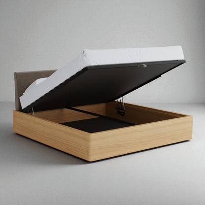 Aari Bed (Built-in Storage) - Solid Teak/Walnut/Oak Wood (King)