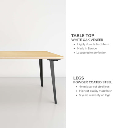 Serenity Dining Table XL (6x3 feet) - White Oak Veneer