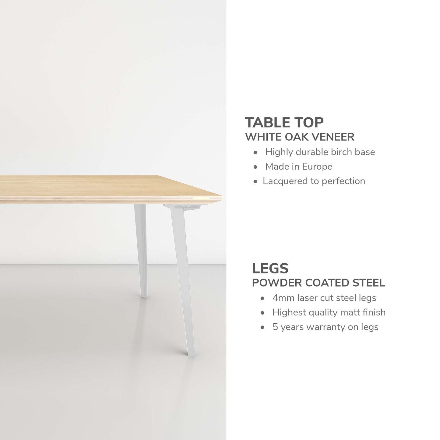 Serenity Dining Table (5x3 feet) - White Oak Veneer